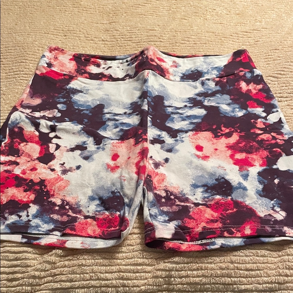 LuLaRoe Women's Pink and Blue Patterned Bike Shorts